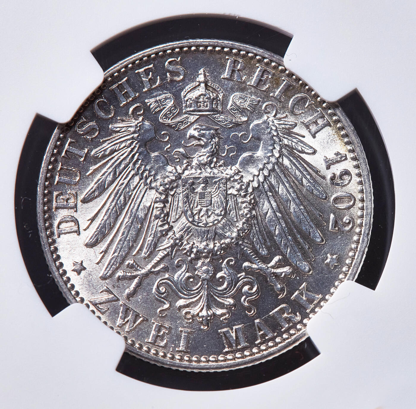 【俄甄集藏】2026年(049)03-18星期三 晚 19:30 全场包邮 德国巴登1902年弗里德里希一世执政50周年2马克银币，NGC UNCD，转光品相，疑似错杀