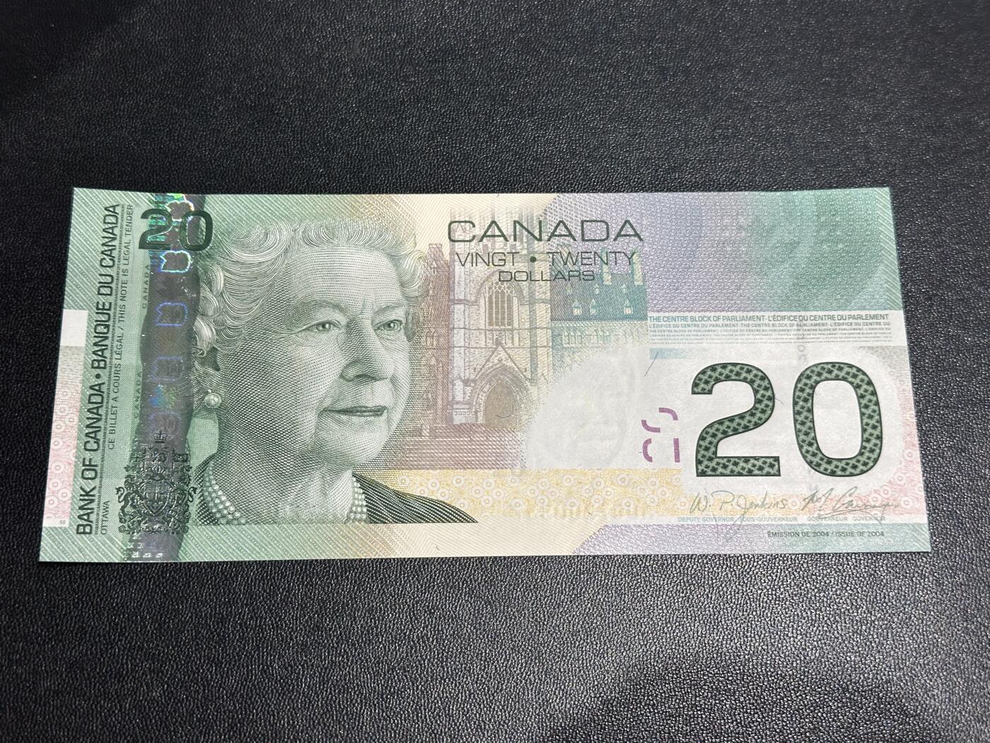 《外钞收藏家》第六百一十八期（精品场）（长期征集拍品、欢迎藏友们联系合作） 加拿大之旅系列20元（绝品，全程无4，获评2004年IBNS世界最佳纸币）	绝品