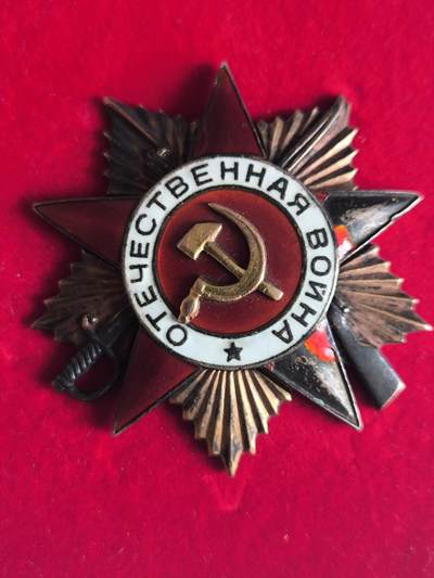 蜀地medal徽章收藏 春季精品拍场 - 苏联卫国战争431勋章 金制热珐琅 银轮 带档