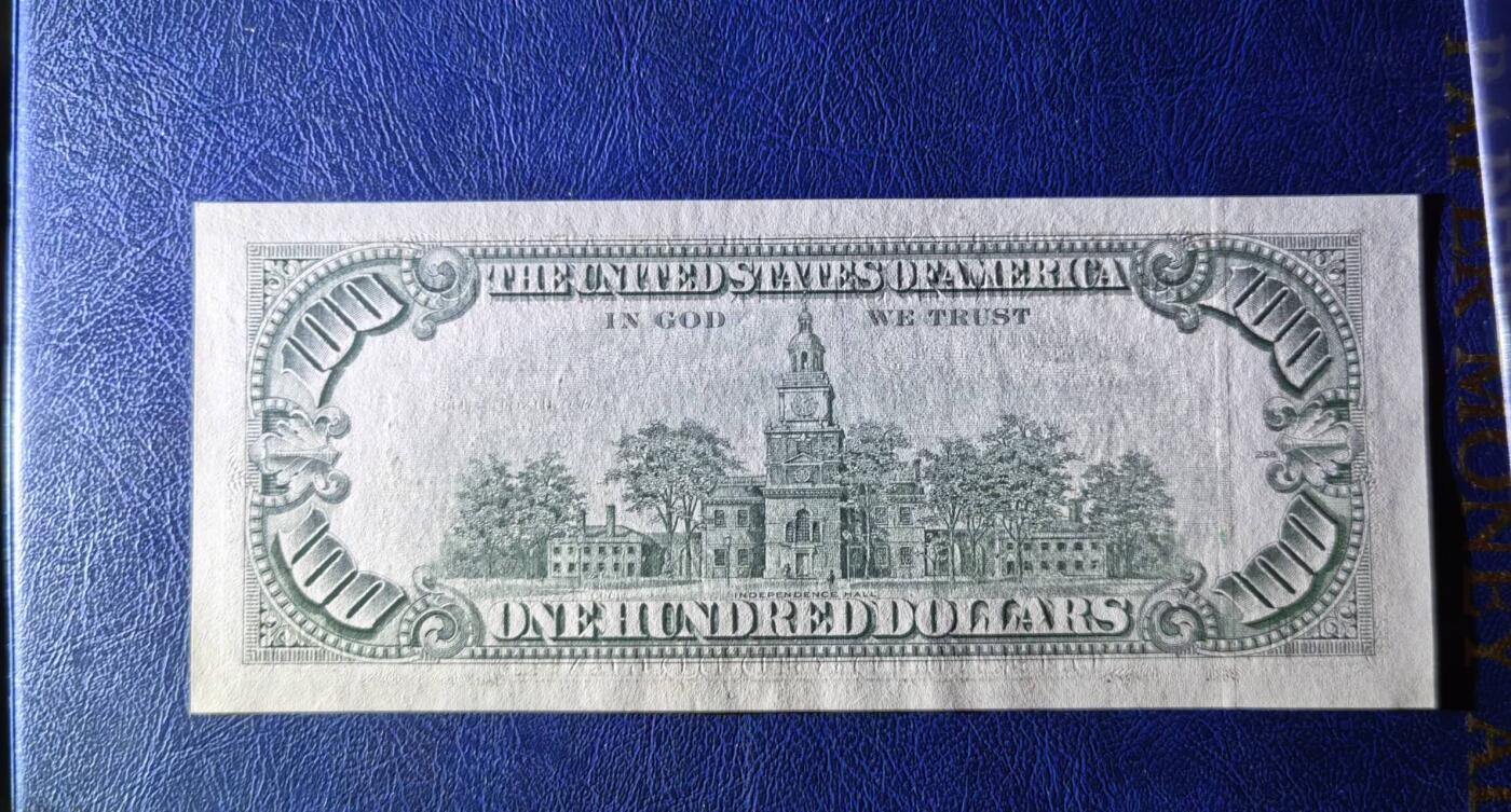 Unc 美国纸币 1993年 100美元纸币 稀少区间