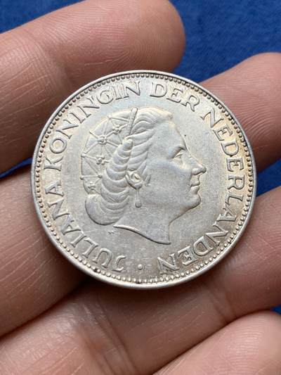 《竞宝斋》第471场 周日，周一，周二 3场连拍 （全场包邮）欢迎送拍 - 荷兰1966年朱丽安娜女王2.5盾银币