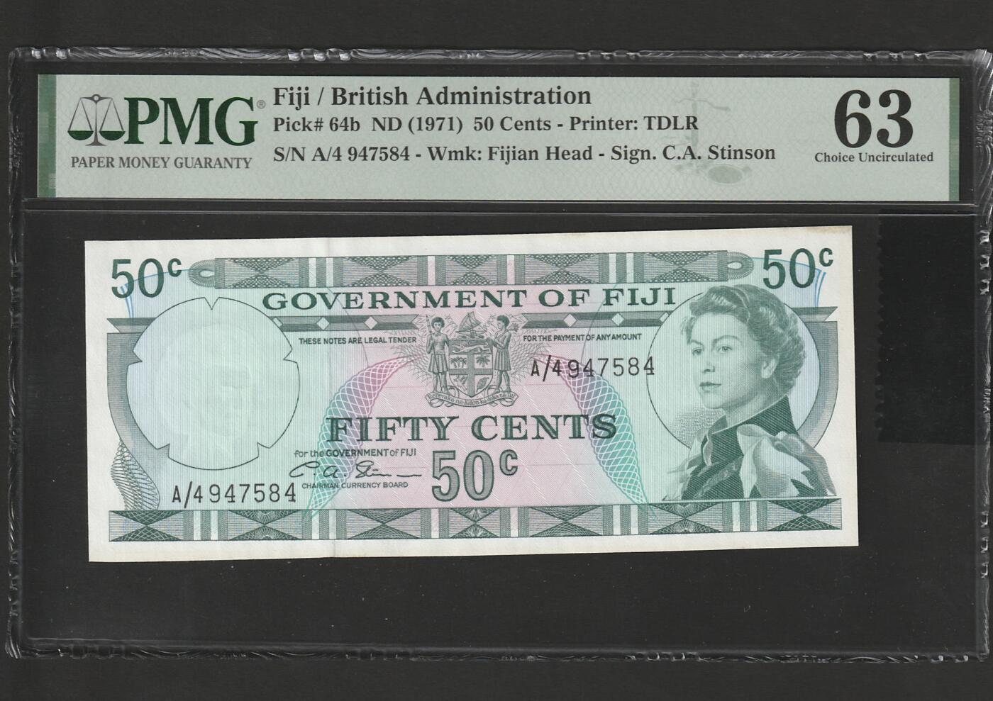 【3.20】世界纸币专场*第13期 斐济（英属时期）50分纸币