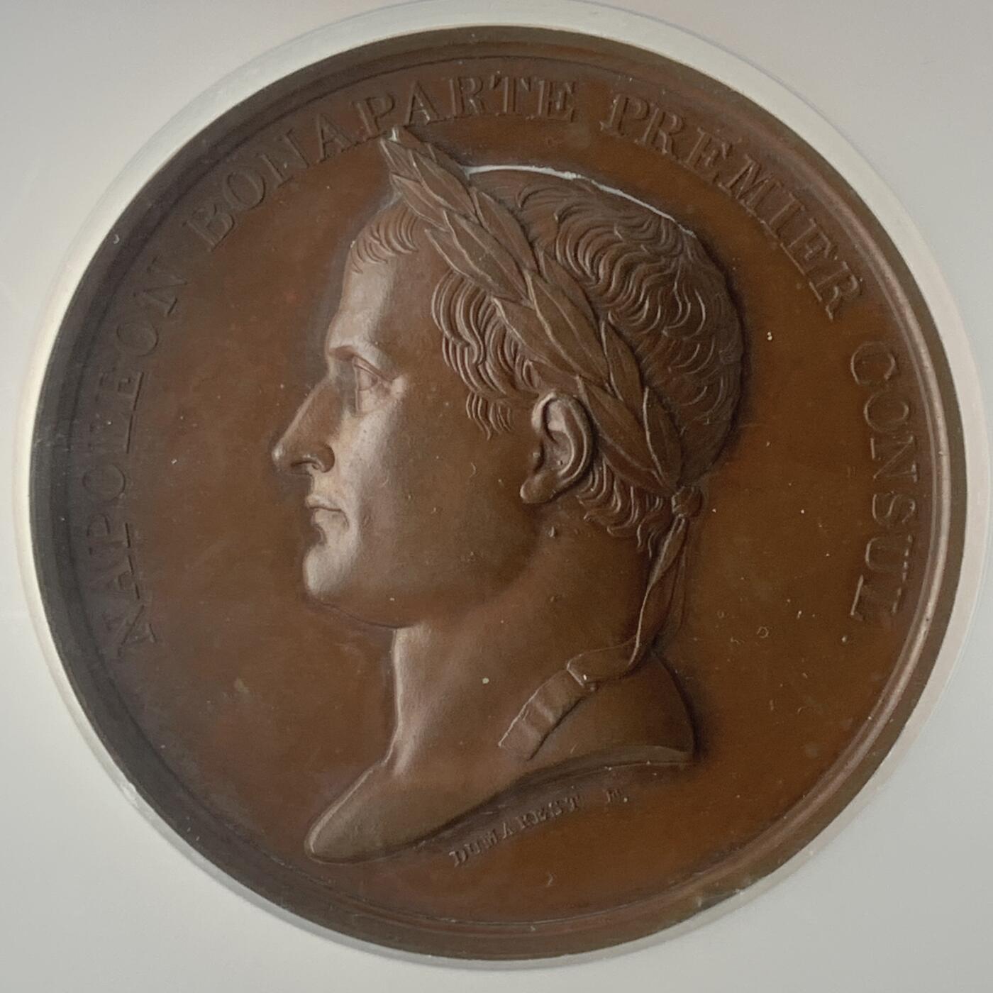 掌中浮雕-藏着的欧洲第055场 NGC MS63 : 1802年法国拿破仑一世亚眠条约纪念大铜章，49mm