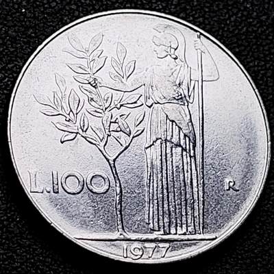 泉币菌-第211场-拍品多 请提前出价（工作最近较忙 发货不及时，望理解） - 意大利早期100里拉 月亮和记忆女神密涅瓦 不锈钢币 27.8mm