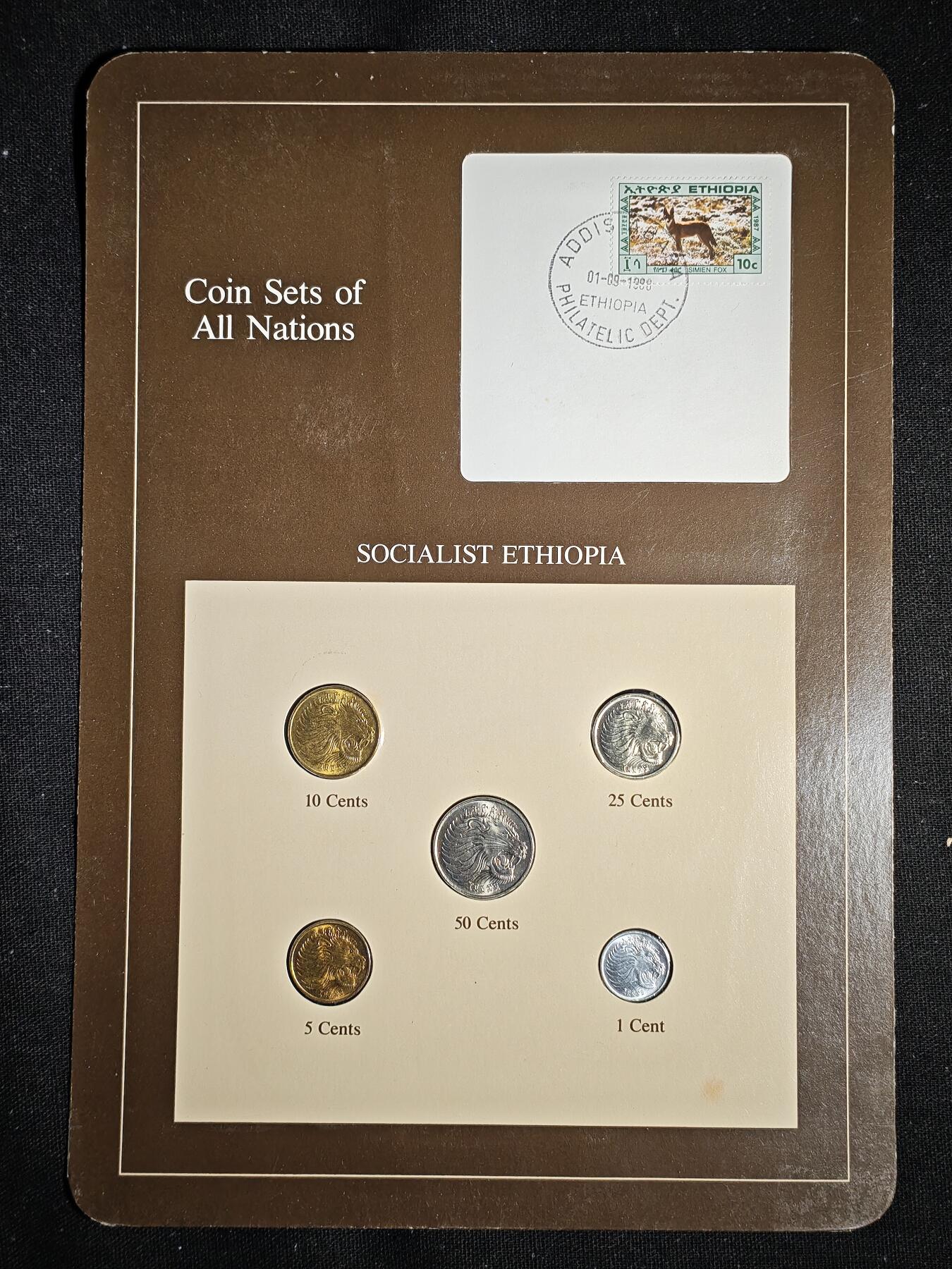 刘世昌艺术品销售中心～虎踞龙蟠*金杨在线联拍群第519期 【富兰克林】-埃塞俄比亚硬币 5枚一套 原装卡册