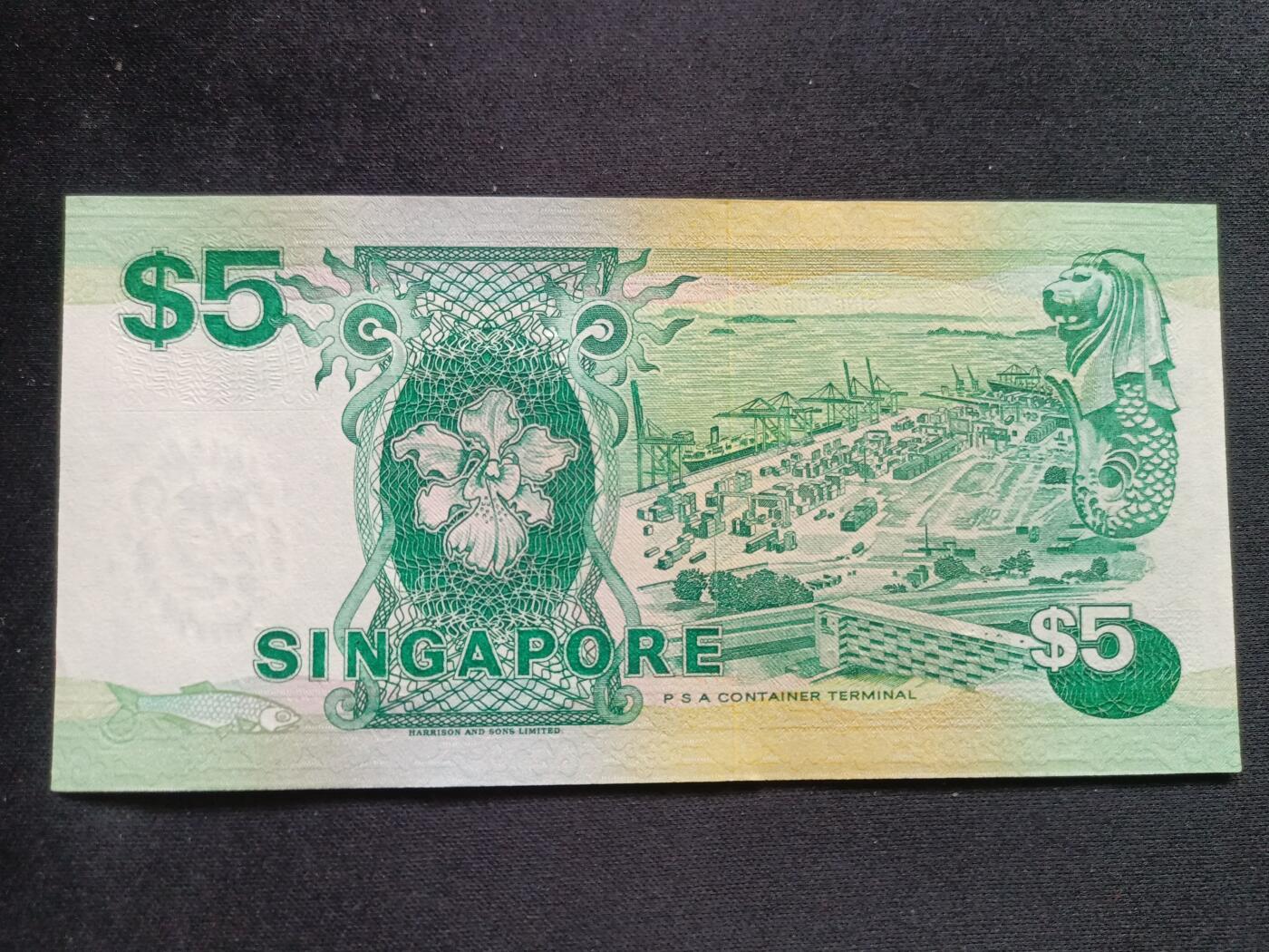 【游宝拍卖】丙午马年第13期 新加坡-5元【船版 胡赐道签名 全新UNC】