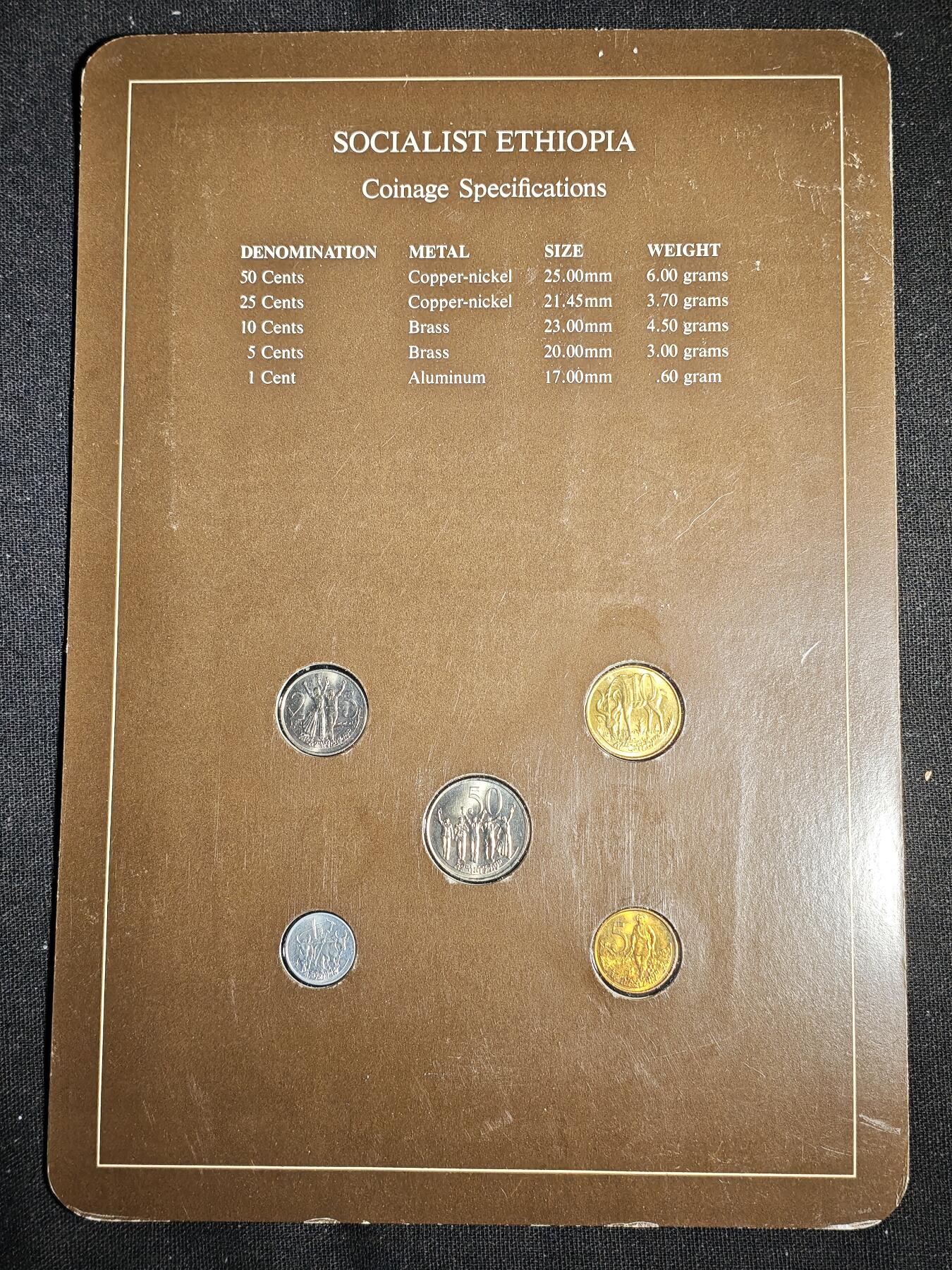 刘世昌艺术品销售中心～虎踞龙蟠*金杨在线联拍群第519期 【富兰克林】-埃塞俄比亚硬币 5枚一套 原装卡册