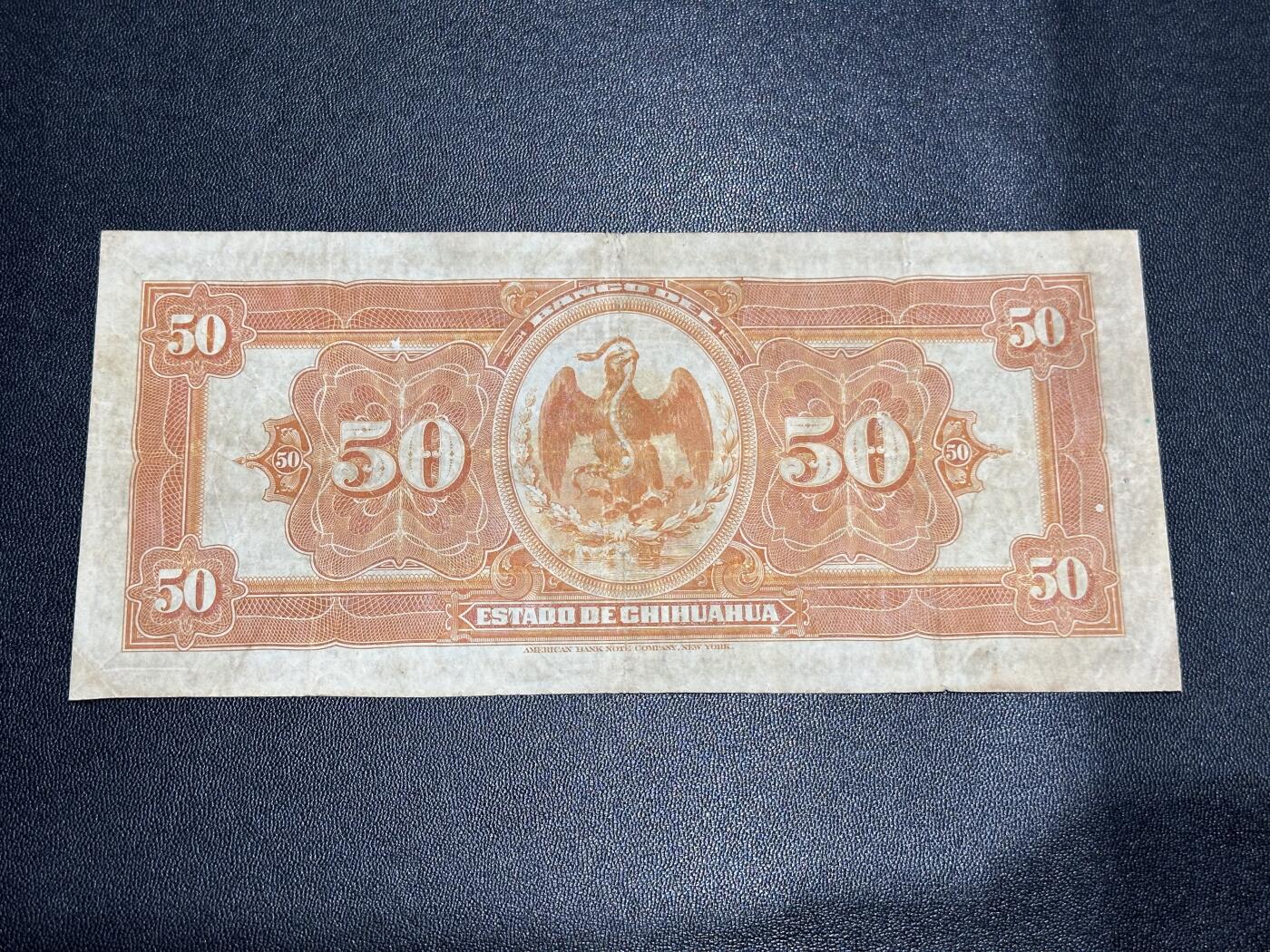 《外钞收藏家》第六百一十九期（精品场）（长期征集拍品、欢迎藏友们联系合作） 奇瓦瓦/墨西哥 1913年50比索 非全新 品相如图