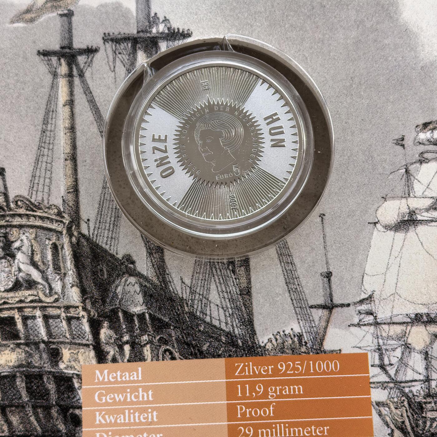 道一币馆币章第一百七十场  补图  原包装 荷兰2007年海军上将鲁伊特诞辰400周年5欧元精制银币