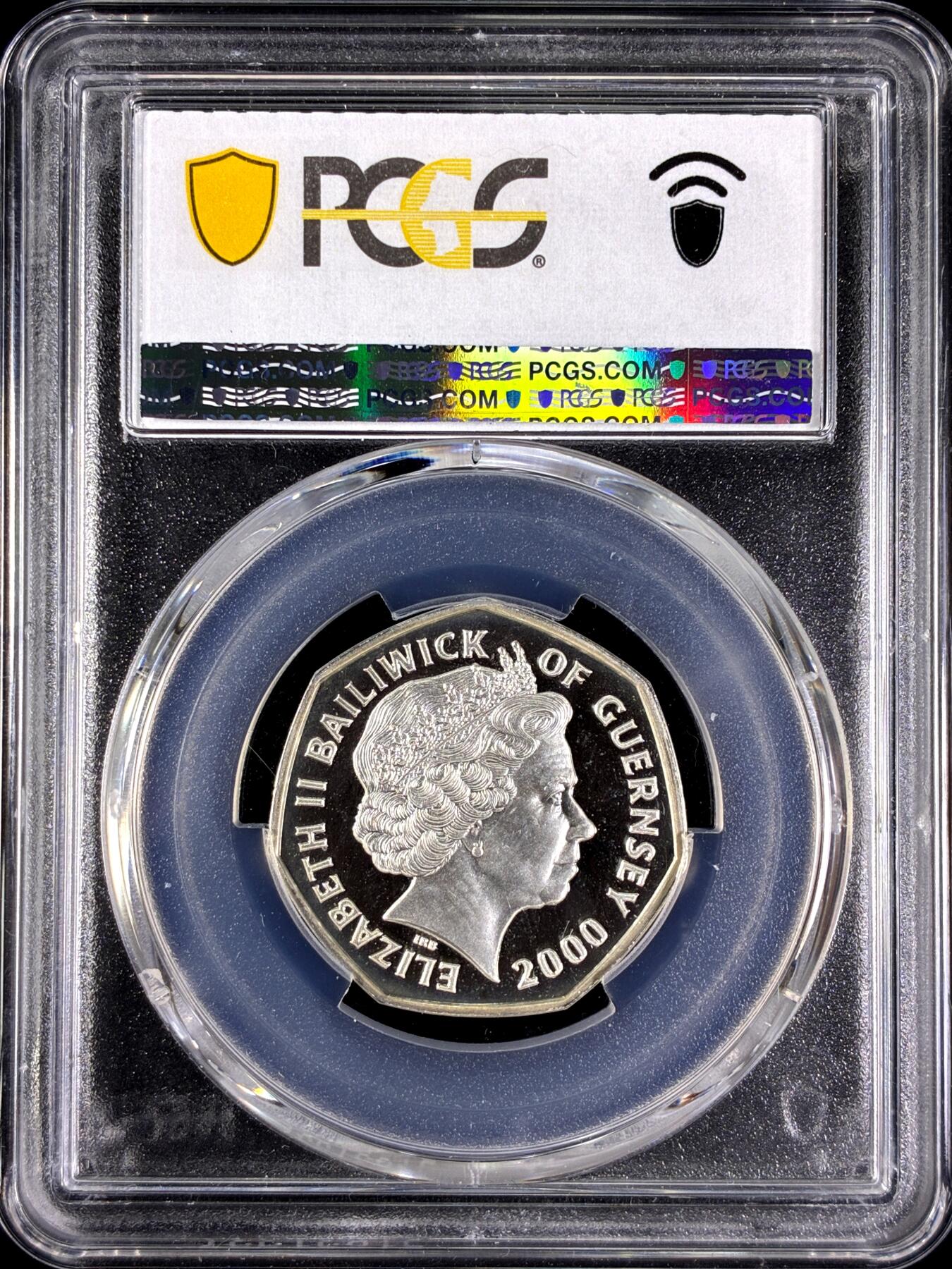 【雨安】【直播拍卖】【第0129期-评级币章】2026-03-21 周六 19:30 (金价1115, 银价20.09) [评级现代] Guernsey 根西 50便士 2000年 不列颠之战 PCGS-PR67DCAM 精制币