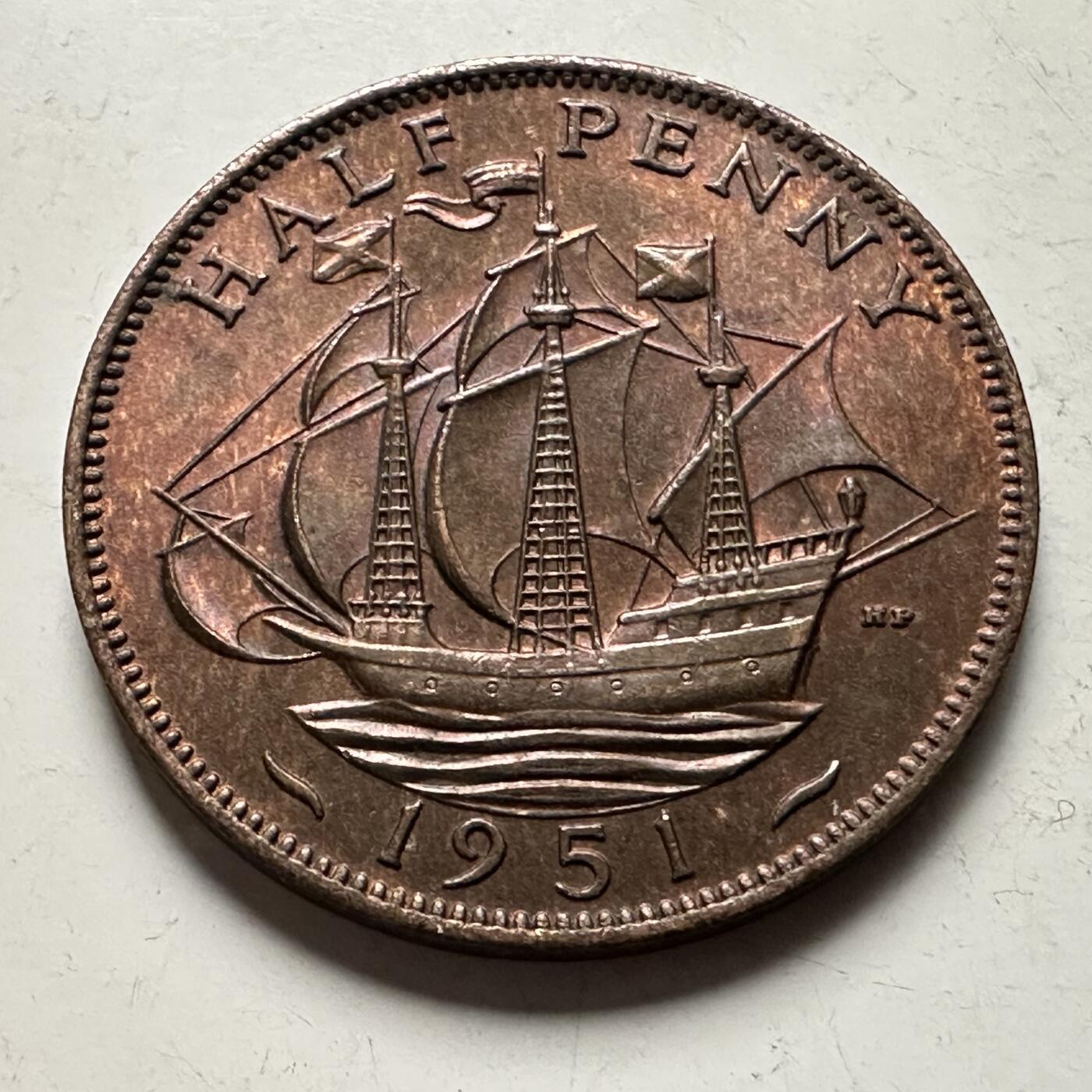 🌹外币初藏🌹🐯2026年第30场   每周二四六晚8️⃣点 接代拍 英国1951年乔治六世半便士