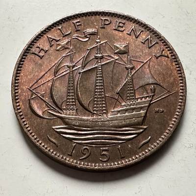 🌹外币初藏🌹🐯2026年第30场   每周二四六晚8️⃣点 接代拍 - 英国1951年乔治六世半便士