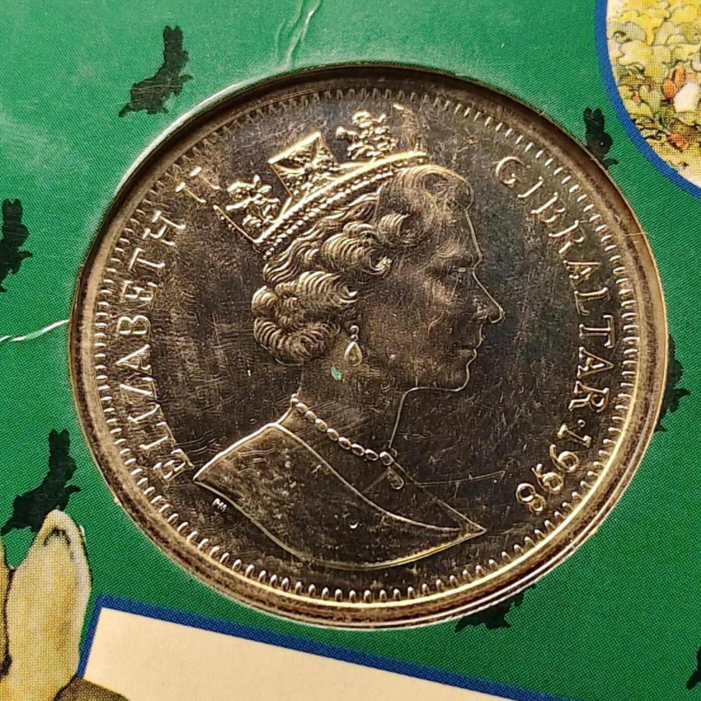 【全场包邮】纯粹捡漏拍513场 直布罗陀1998年1克朗彼得兔系列官方卡装克朗型纪念币