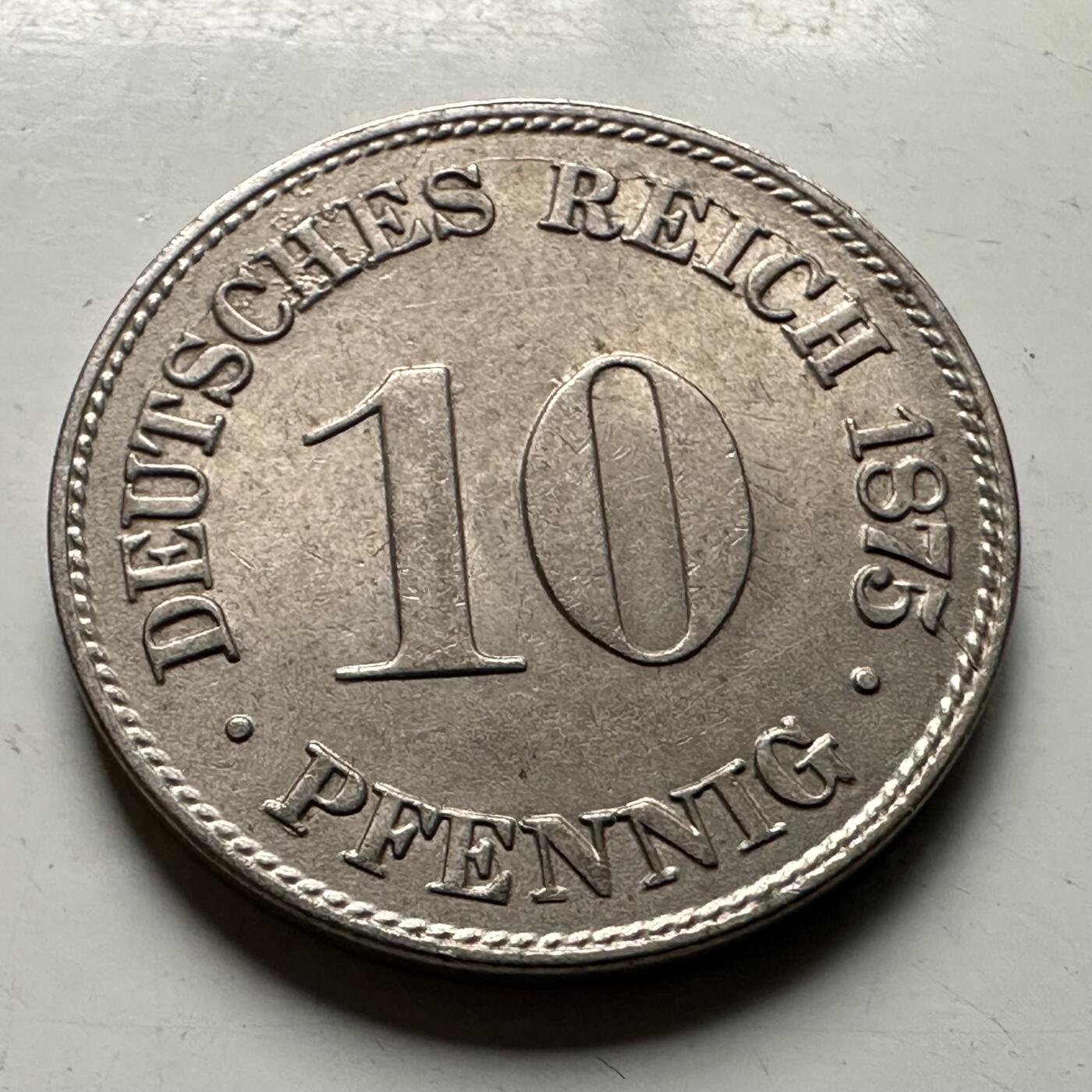 🌹外币初藏🌹🐯2026年第30场   每周二四六晚8️⃣点 接代拍 德国1875年 10芬尼  短翅帝国鹰  原光好品