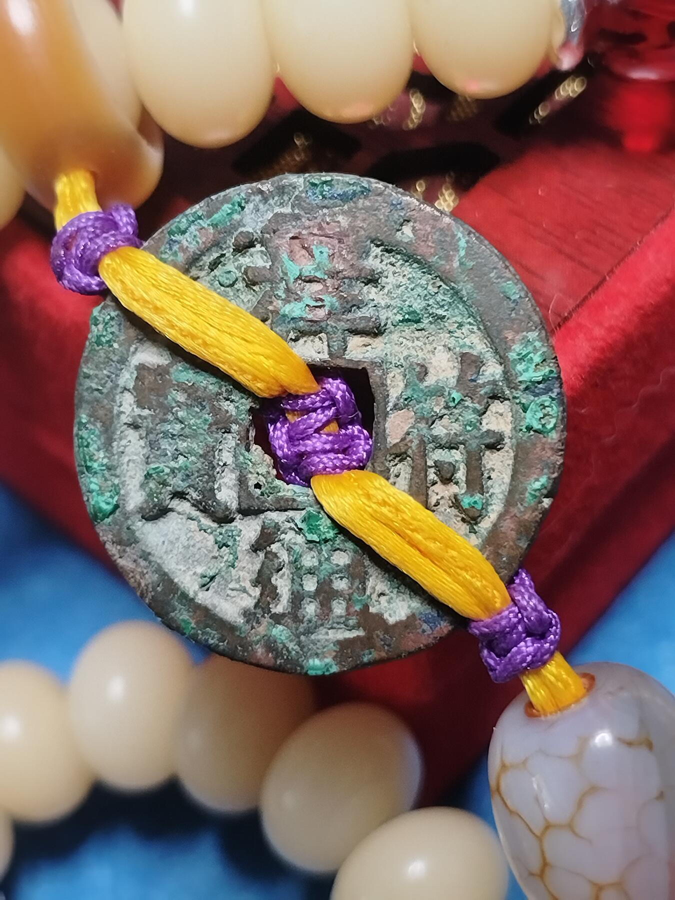 竹石清音 荧光彩绘葫芦 古钱币吉祥挂件