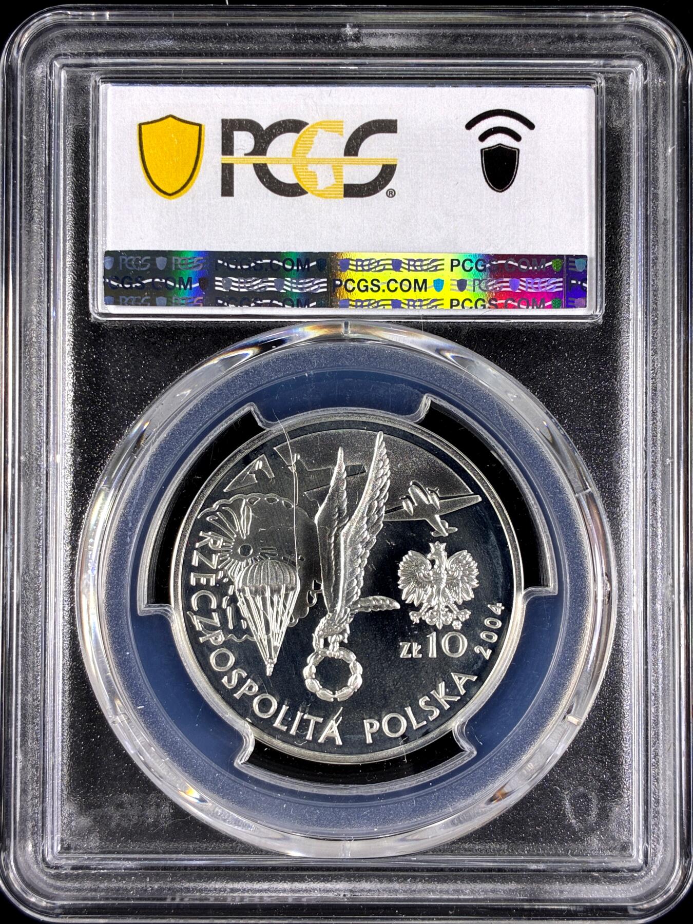 【雨安】【直播拍卖】【第0129期-评级币章】2026-03-21 周六 19:30 (金价1115, 银价20.09) [评级现代] Poland 波兰 10兹罗提 2004年 军官索萨波夫斯基 PCGS-PR67DCAM 精制币