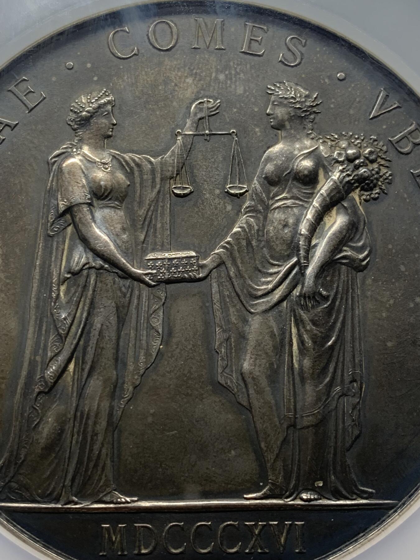 《竞宝斋》第472场 周日，周一，周二 3场连拍 （全场包邮）欢迎送拍 NGC MS62 法国1910存款与信托银行纪念大银章 68mm 加大加厚盒