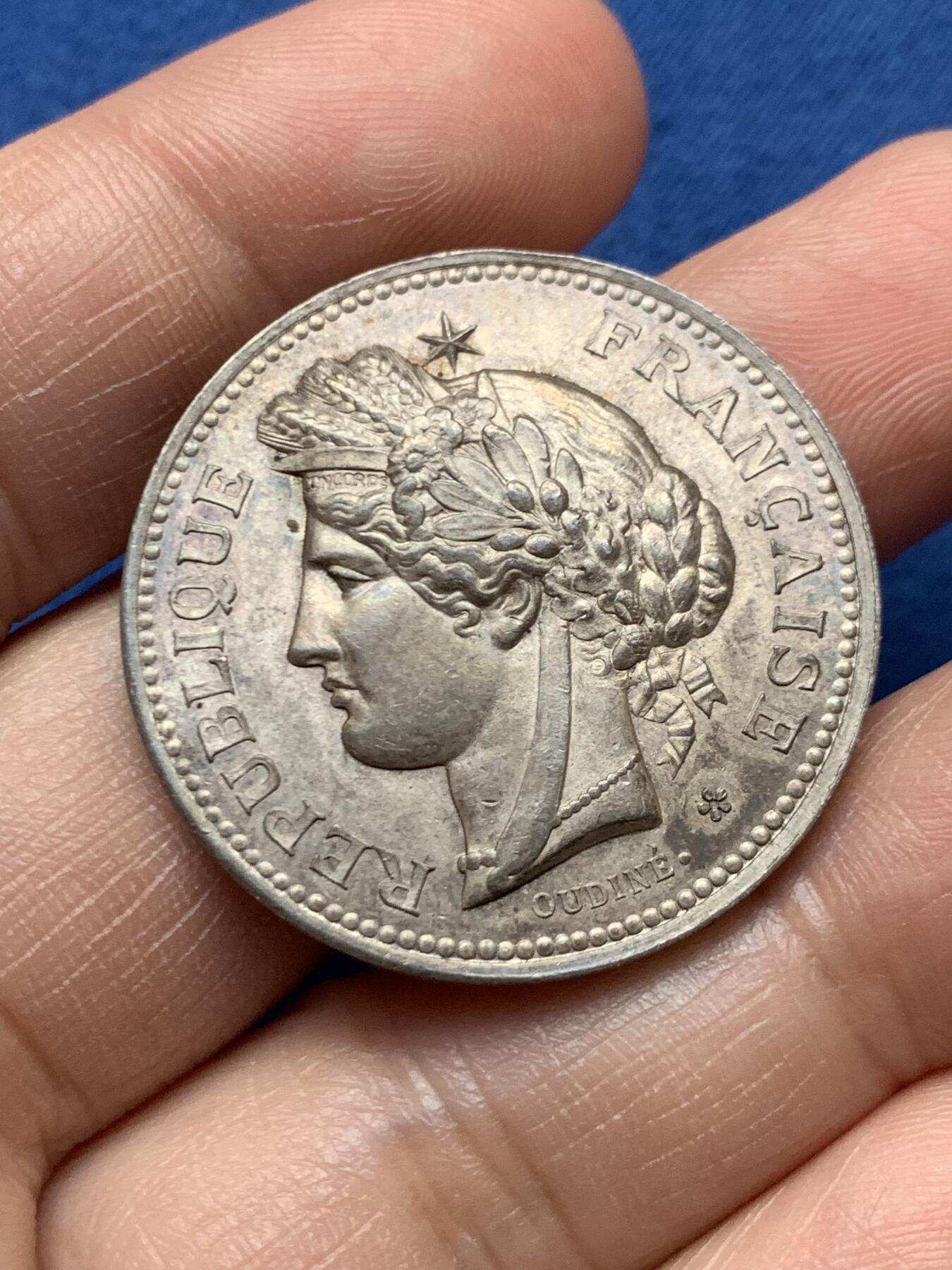 《竞宝斋》第472场 周日，周一，周二 3场连拍 （全场包邮）欢迎送拍 法国小学考试委员会银质代币，17.08g，33.4mm，蜜蜂边铭