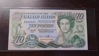 【陆续更新】世界钱币～微拍第240期暨2026年第21期  部分尾货整理陆续低价起拍清仓 - 2011年福克兰群岛10镑 全新绝品尾号447
