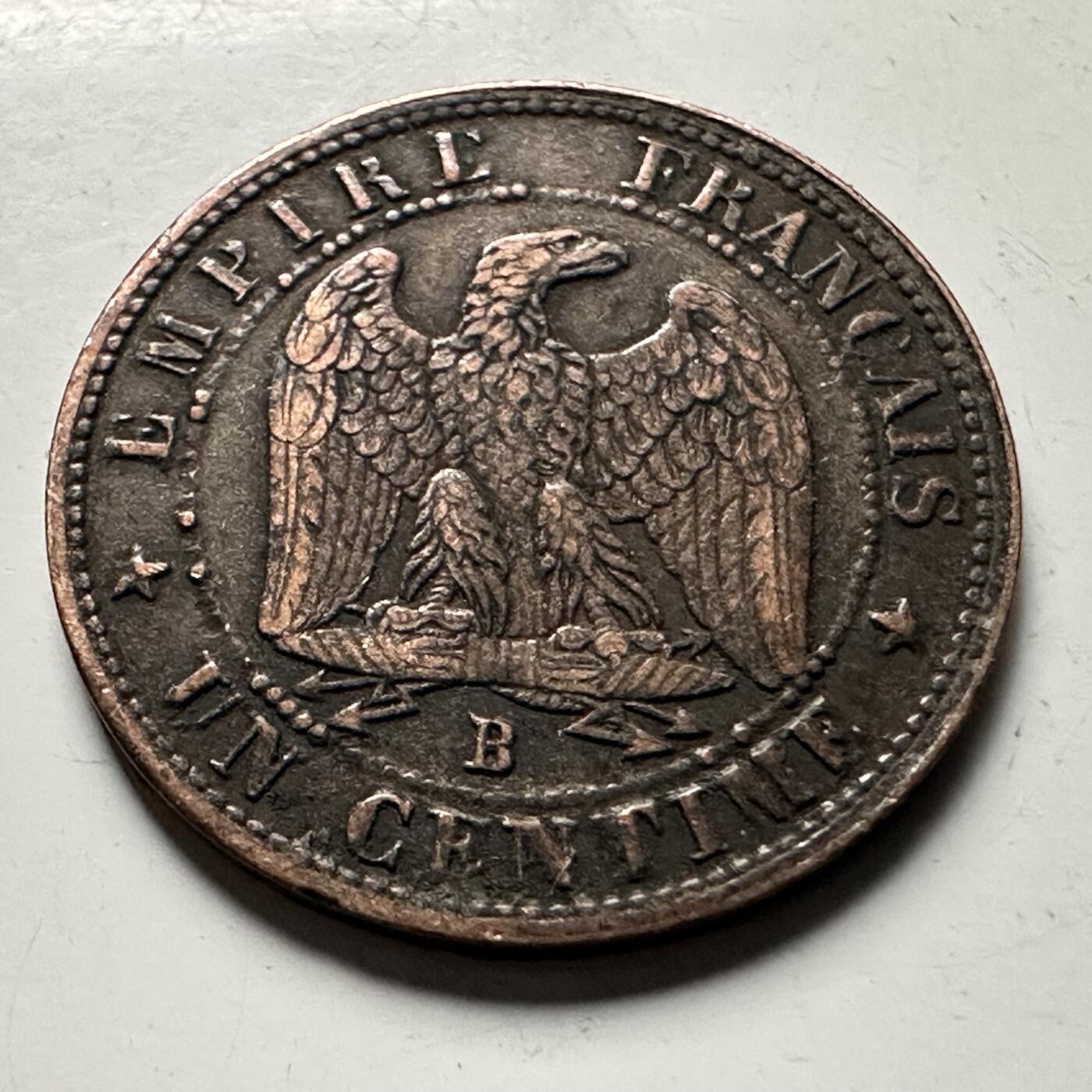 🌹外币初藏🌹🐯2026年第30场   每周二四六晚8️⃣点 接代拍 法国1853年拿破仑三世 1生丁 铜币