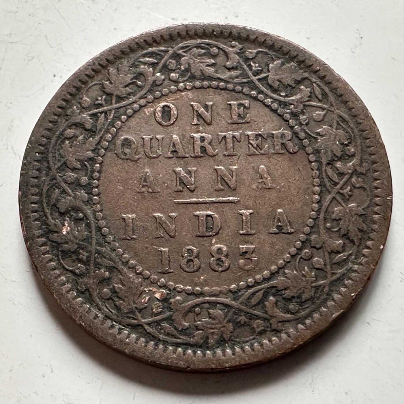 🌹外币初藏🌹🐯2026年第30场   每周二四六晚8️⃣点 接代拍  英属印度1883年维多利亚女皇1/4安娜铜币