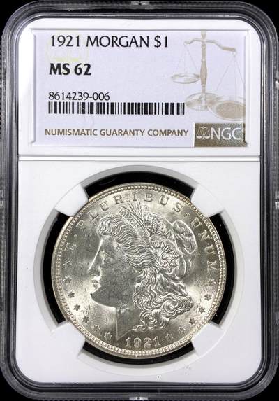 【雨安】【直播拍卖】【第0129期-评级币章】2026-03-21 周六 19:30 (金价1115, 银价20.09) - [评级美洲] USA 美国 1美元 (1878-1921) 摩根 1921年  NGC-MS62