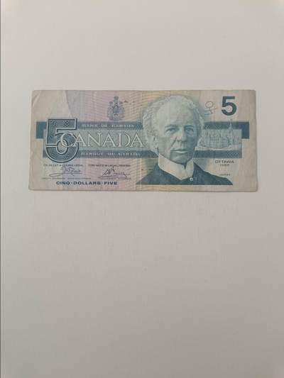 【20260319】非全新纸币和硬币第347场 - 加拿大5加元，有字迹