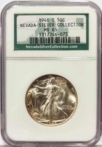 博洋堂世界钱币拍卖第165期（全场包邮） - NGC MS65 美国1946 S 行走女神半圆 麦稀奇所见最高分 老盒严评 源自于内华达收藏 收藏好物