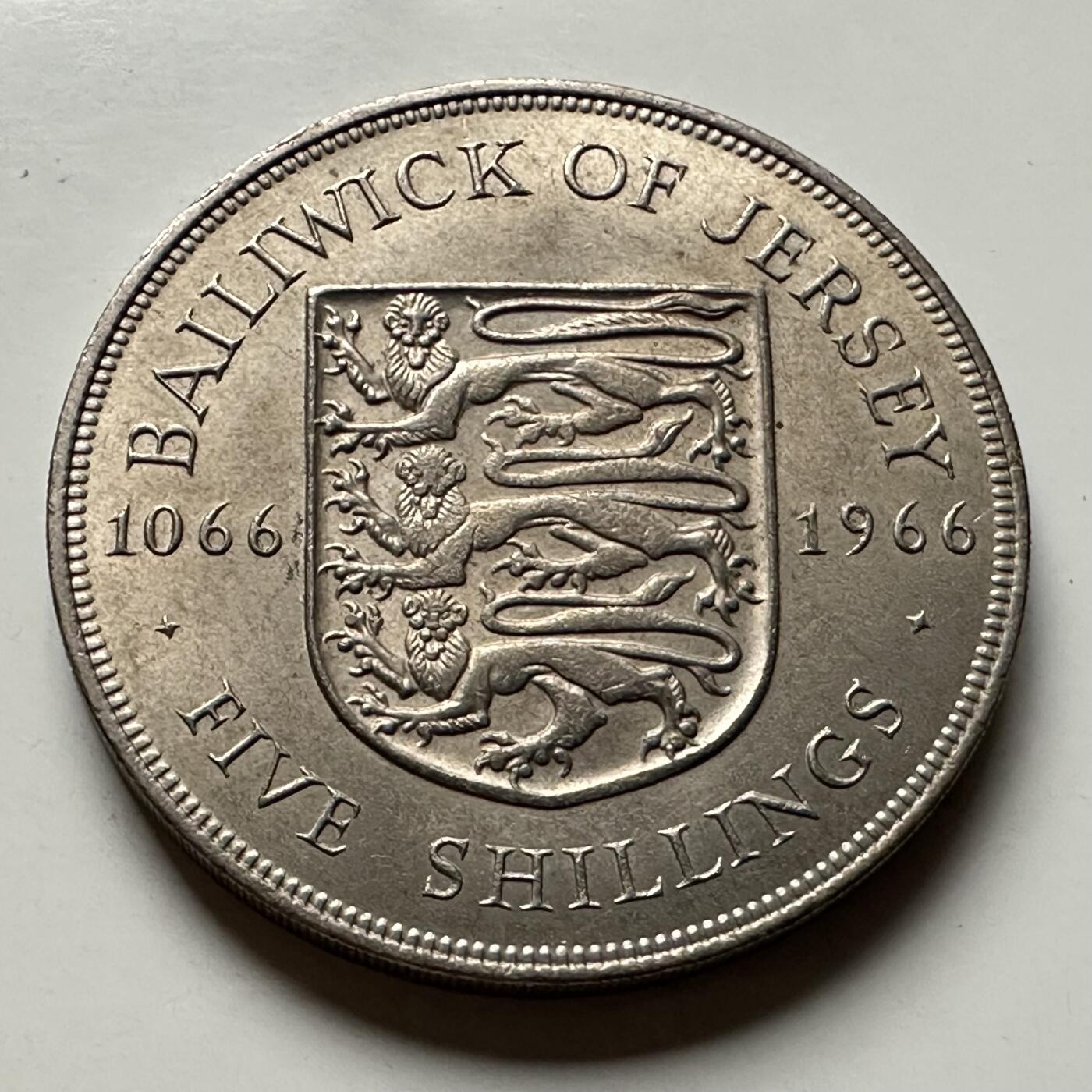 🌹外币初藏🌹🐯2026年第30场   每周二四六晚8️⃣点 接代拍 泽西岛1966年5先令克朗型纪念币