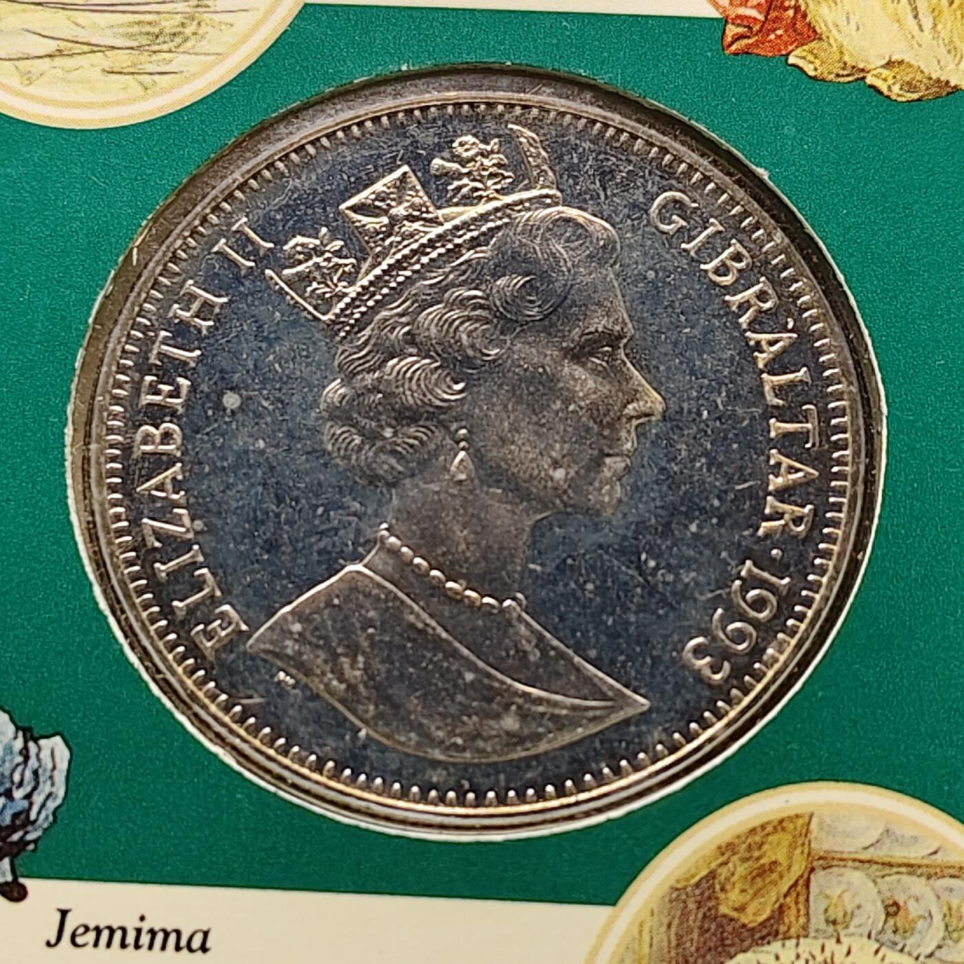 【全场包邮】纯粹捡漏拍513场 直布罗陀1993年1克朗彼得兔100周年官方卡装克朗型纪念币