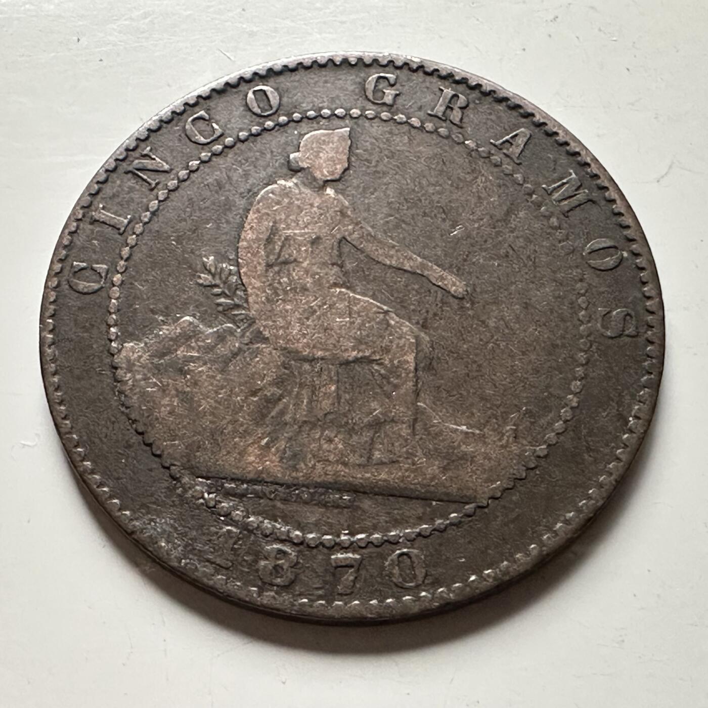 🌹外币初藏🌹🐯2026年第30场   每周二四六晚8️⃣点 接代拍 西班牙1870年五分