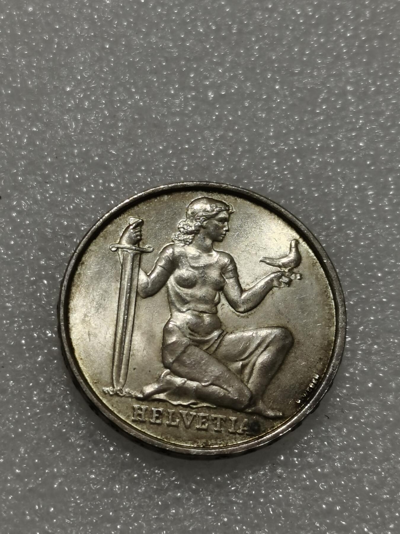 天下钱庄专场欢迎参拍 1936瑞士女神5法郎银币