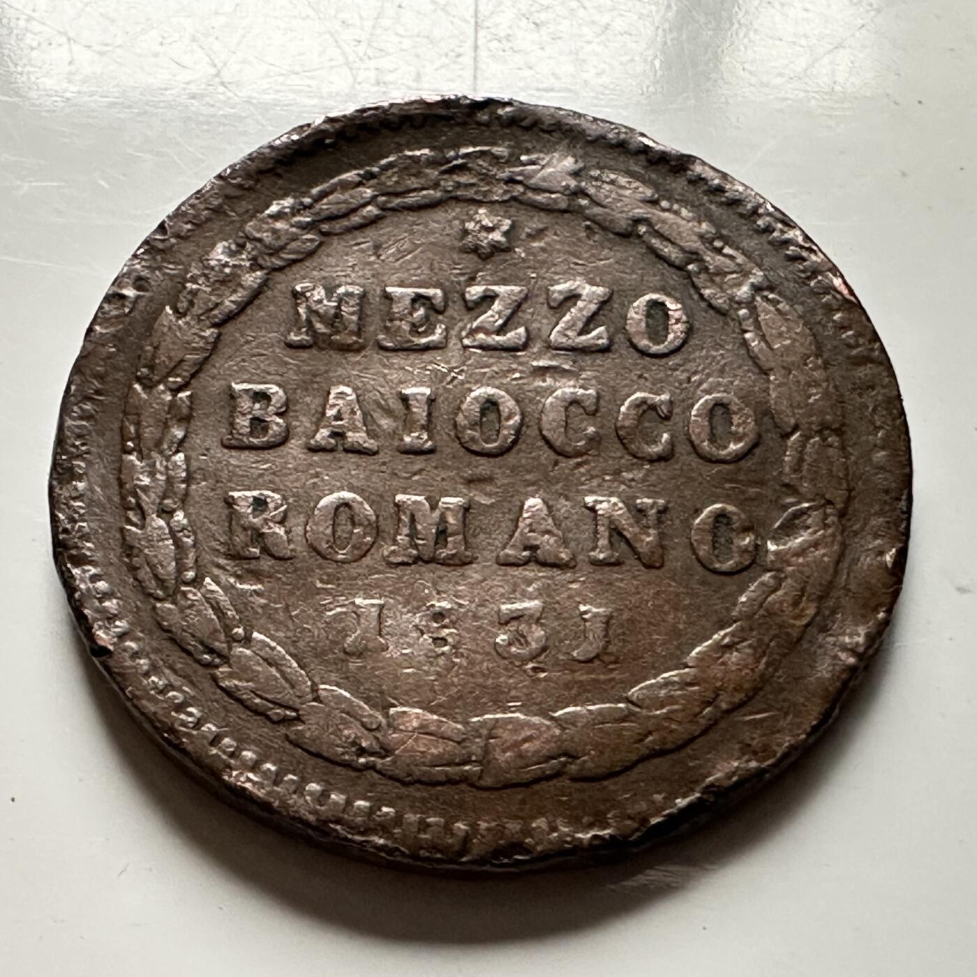 🌹外币初藏🌹🐯2026年第30场   每周二四六晚8️⃣点 接代拍 教皇国1831年庇护八世 ½巴约科 铜币 