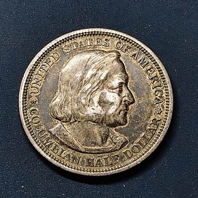 【全场包邮】纯粹捡漏拍513场 - 美国1893年半元哥伦布发现新大陆400周年纪念银币【31毫米12.5克90%】