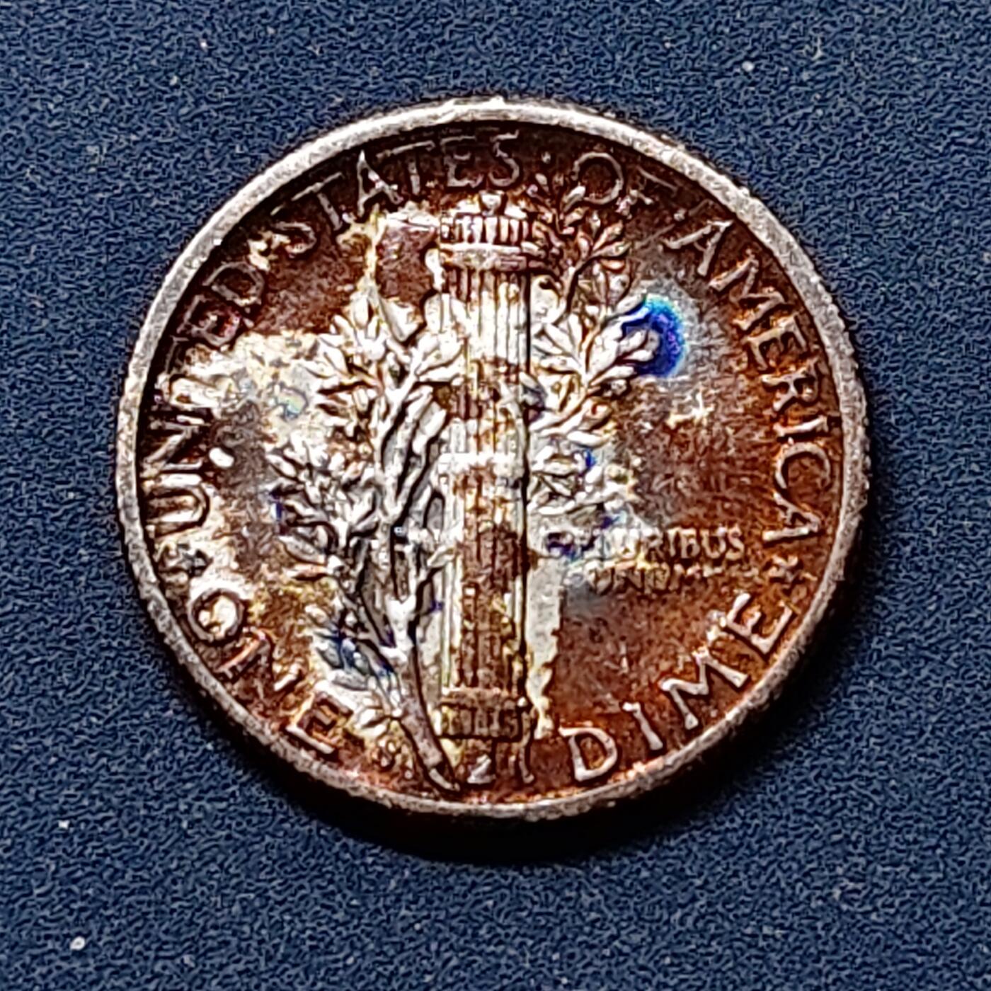 【全场包邮】纯粹捡漏拍512场 美国1944年小飞人10分银币【17.9毫米2.5克90%】