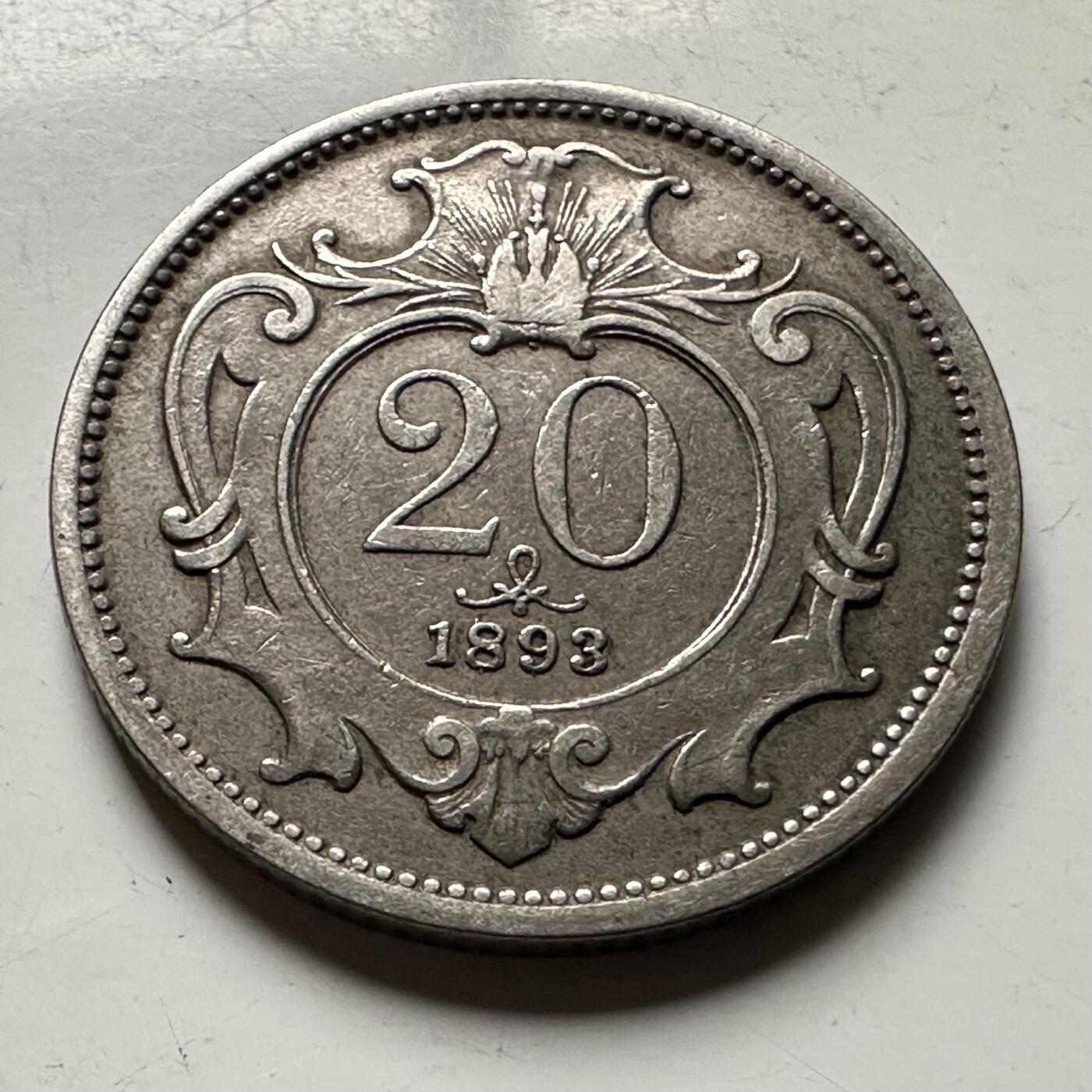 🌹外币初藏🌹🐯2026年第30场   每周二四六晚8️⃣点 接代拍 奥匈帝国1893年20赫勒 a