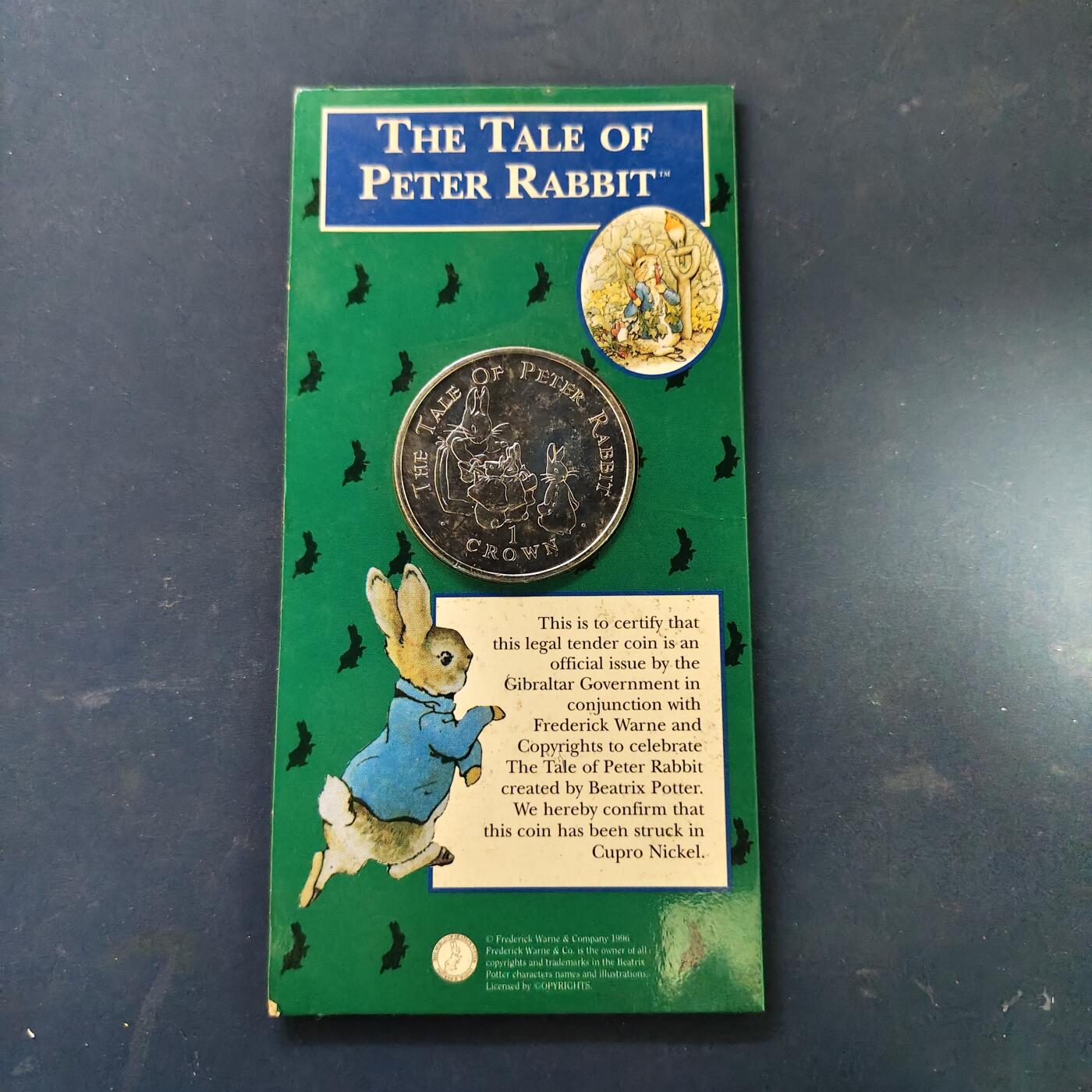 【全场包邮】纯粹捡漏拍513场 直布罗陀1994年1克朗彼得兔系列官方卡装克朗型纪念币