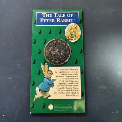 【全场包邮】纯粹捡漏拍513场 - 直布罗陀1994年1克朗彼得兔系列官方卡装克朗型纪念币