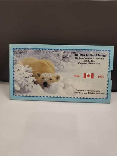 G&W世界散币，银币处理专场（第46场） - 加拿大1996年2元  卡装  带一张2加元纸币