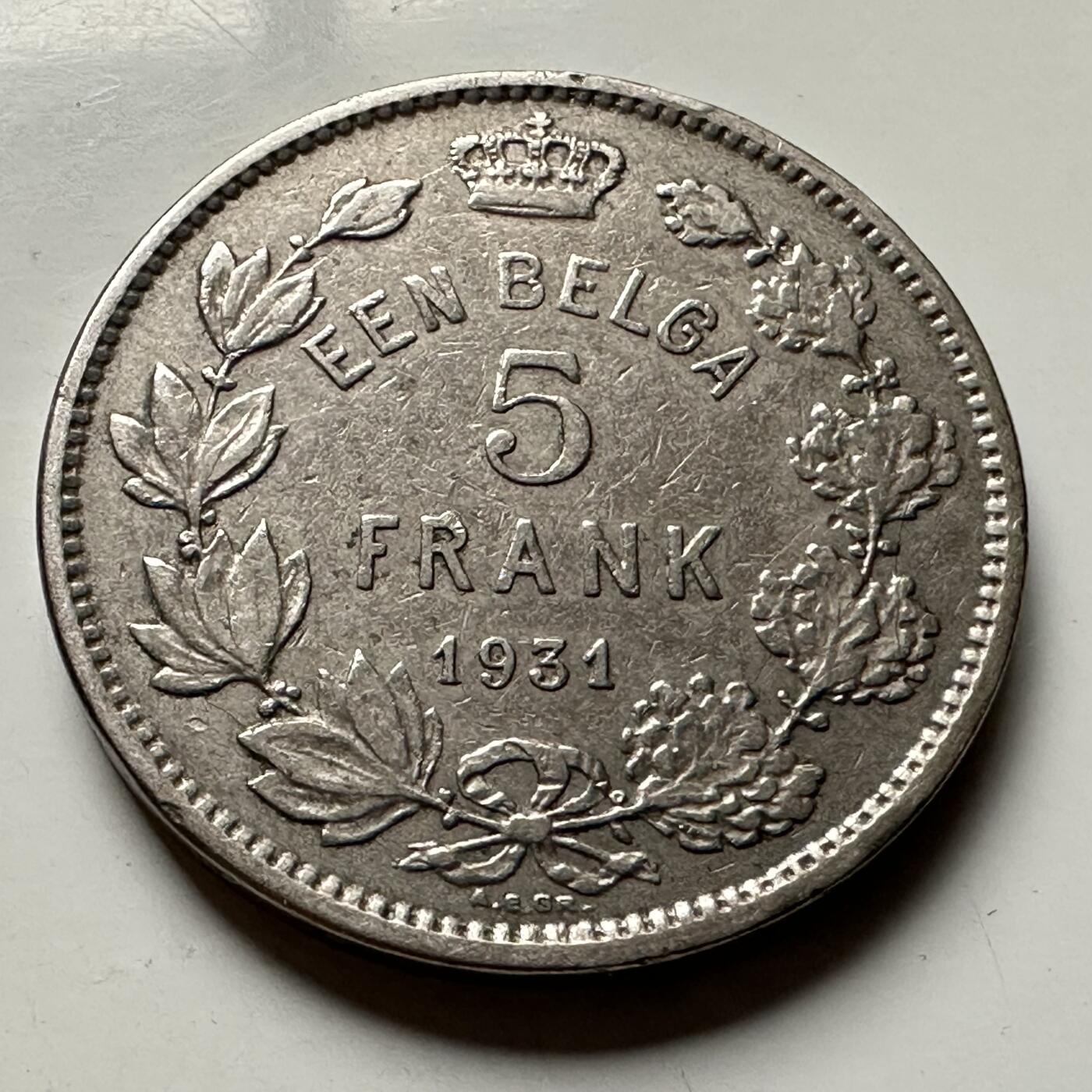 🌹外币初藏🌹🐯2026年第30场   每周二四六晚8️⃣点 接代拍 比利时1931年5法郎 b