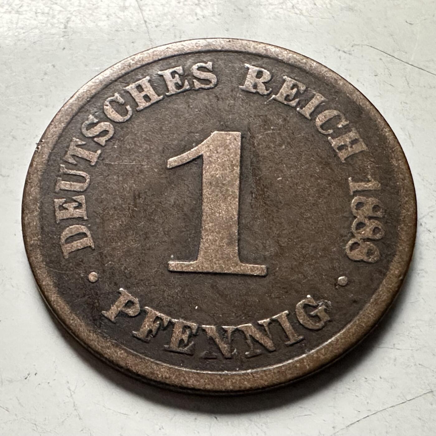 🌹外币初藏🌹🐯2026年第30场   每周二四六晚8️⃣点 接代拍 德国1888年 1芬尼 铜币 短翅帝国鹰