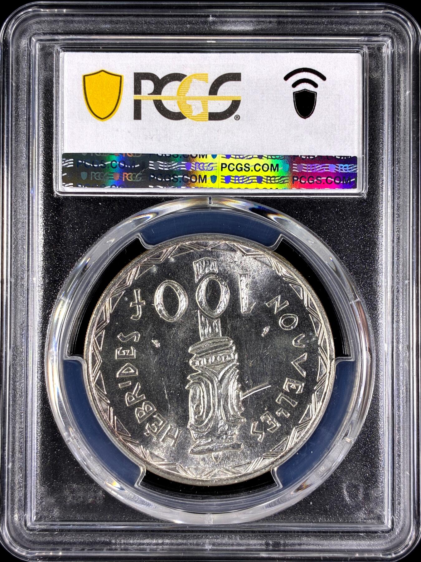 【雨安】【直播拍卖】【第0129期-评级币章】2026-03-21 周六 19:30 (金价1115, 银价20.09) [评级现代] New Hebrides 新赫布里底群岛 100法郎 1966年  PCGS-MS64