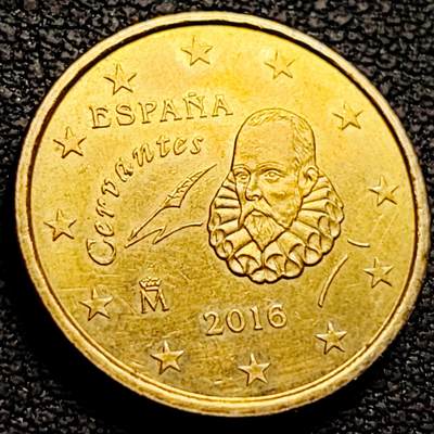 泉币菌-第212场-拍品多 请提前出价（工作最近较忙 发货不及时，望理解） - 欧元 西班牙2016年10欧分铜币 作家塞万提斯·萨维德拉 19.75MM