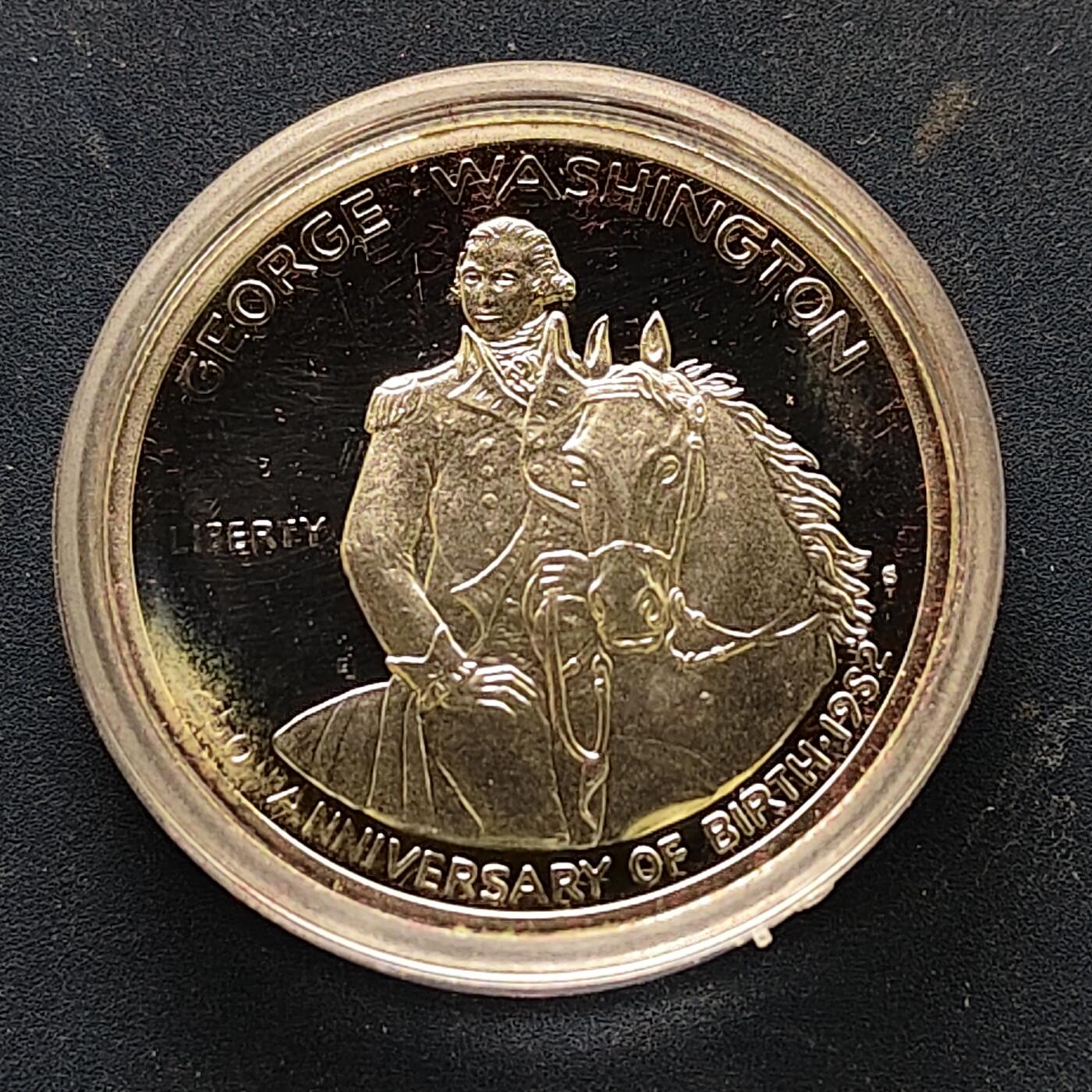 【全场包邮】纯粹捡漏拍513场 美国1982年半元华盛顿诞生250周年官方封装精制纪念银币【30.6毫米12.5克90%】-盒证全