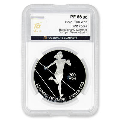 1992年朝鲜-夏季奥林匹克运动会15克纪念银币999纯银TQG评级PF66有白斑，原状态评级 - 1992年朝鲜-夏季奥林匹克运动会15克纪念银币999纯银TQG评级PF66有白斑，原状态评级