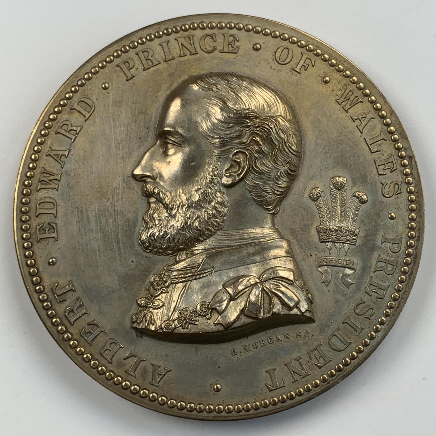 掌中浮雕-藏着的欧洲第055场 1873年伦敦年度国际艺术与发明展览会铜章，70mm，J. E. Boehm and G. T. Morgan雕刻，原盒