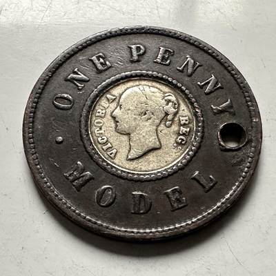 🌹外币初藏🌹🐯2026年第30场   每周二四六晚8️⃣点 接代拍 - 英国维多利亚一便士 银芯双色币 样币Model Penny