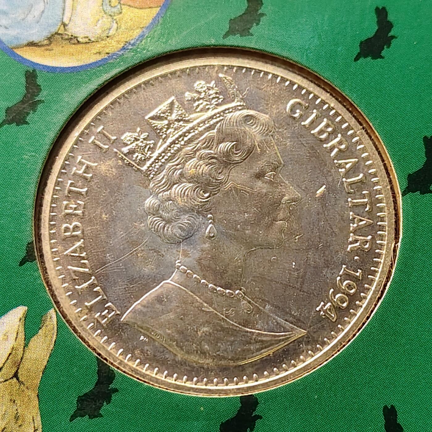 【全场包邮】纯粹捡漏拍513场 直布罗陀1994年1克朗彼得兔系列官方卡装克朗型纪念币