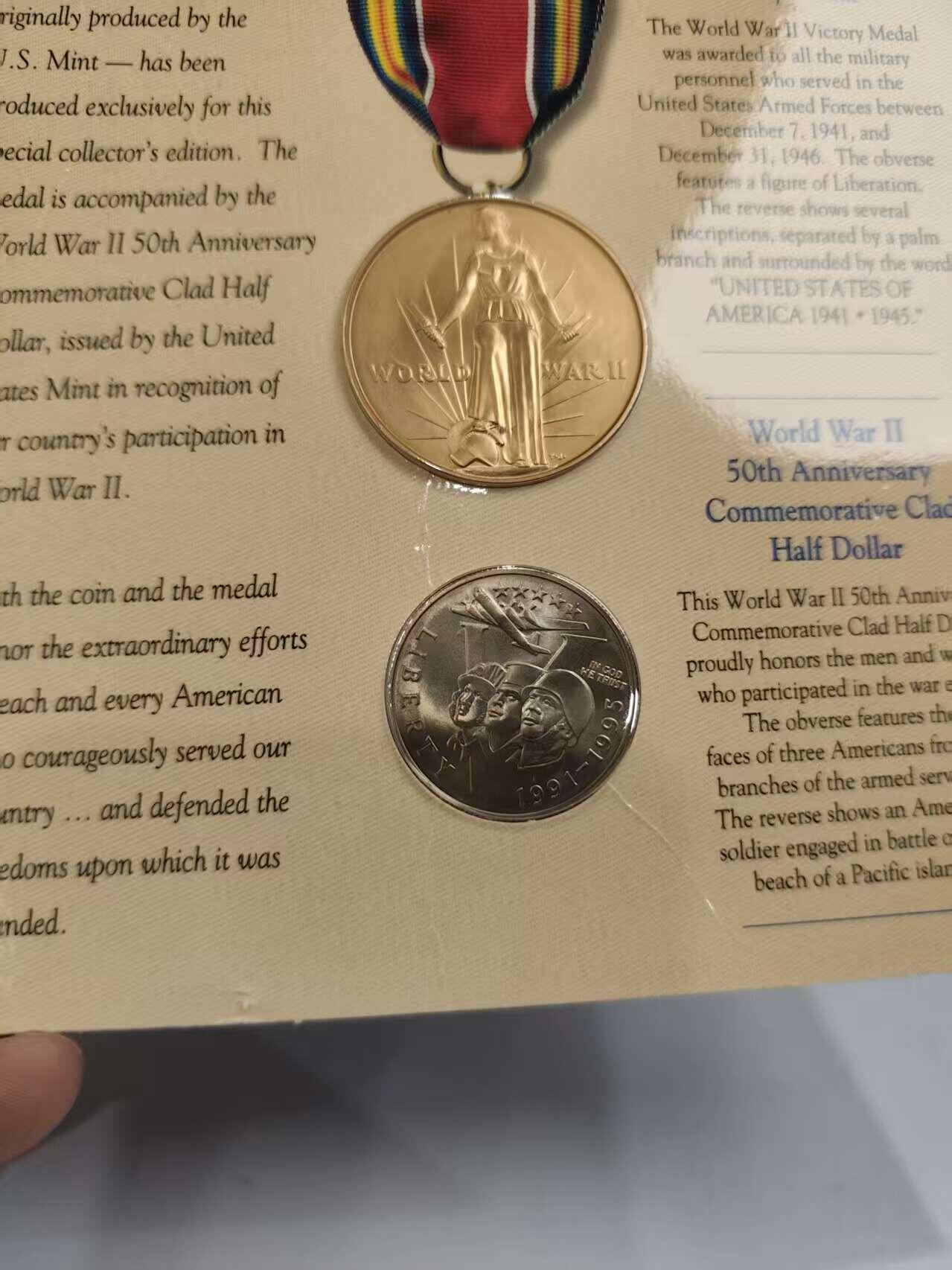 G&W世界散币，银币处理专场（第46场） 美国1995年二战胜利50周年 一章一币