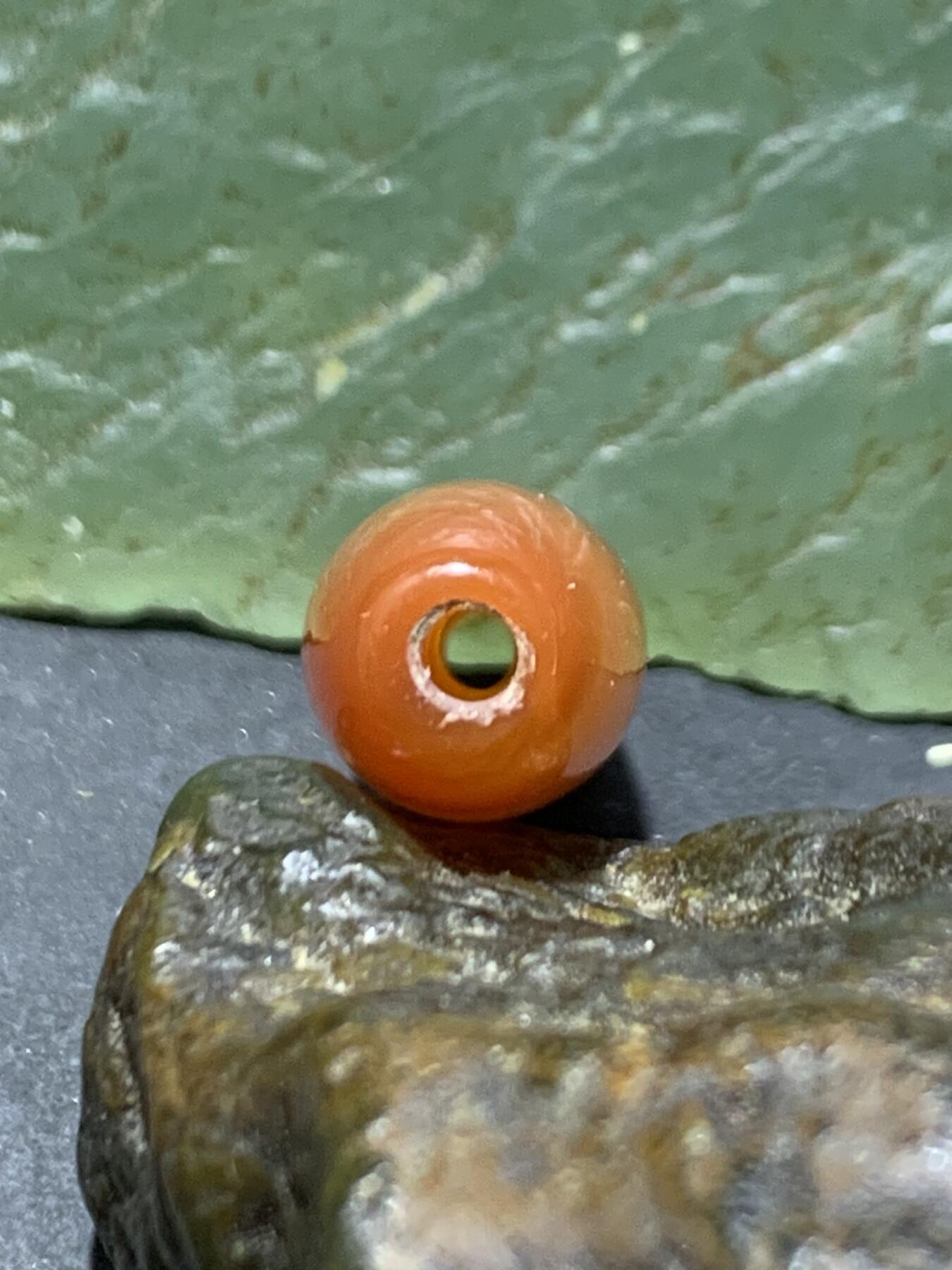 精美高玉化柿子红玛瑙天眼纹桶珠一颗，